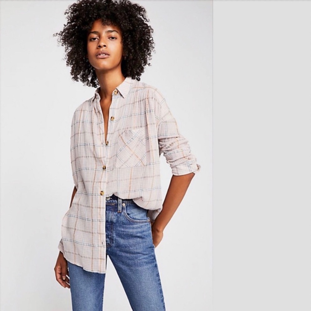 Free People Break My Stride Buttondown Top